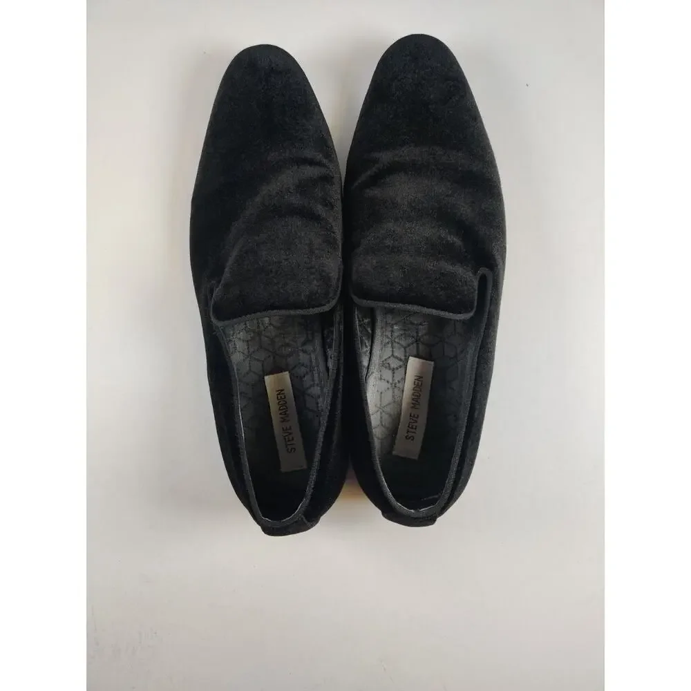 Steve Madden Men's Velvet Loafers Size 9.5 Black Slip-On